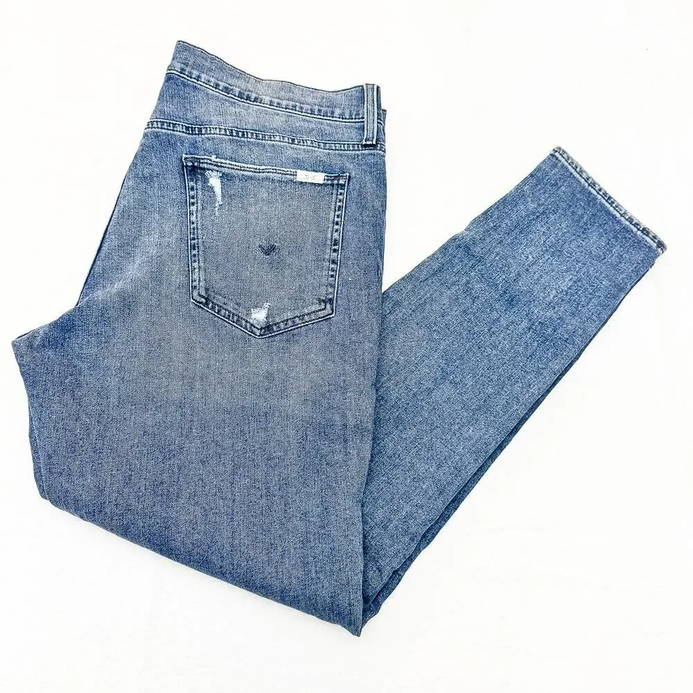 Hudson Zev Men's Dark Wash Ripped Relaxed Straight Denim Jeans Size 36